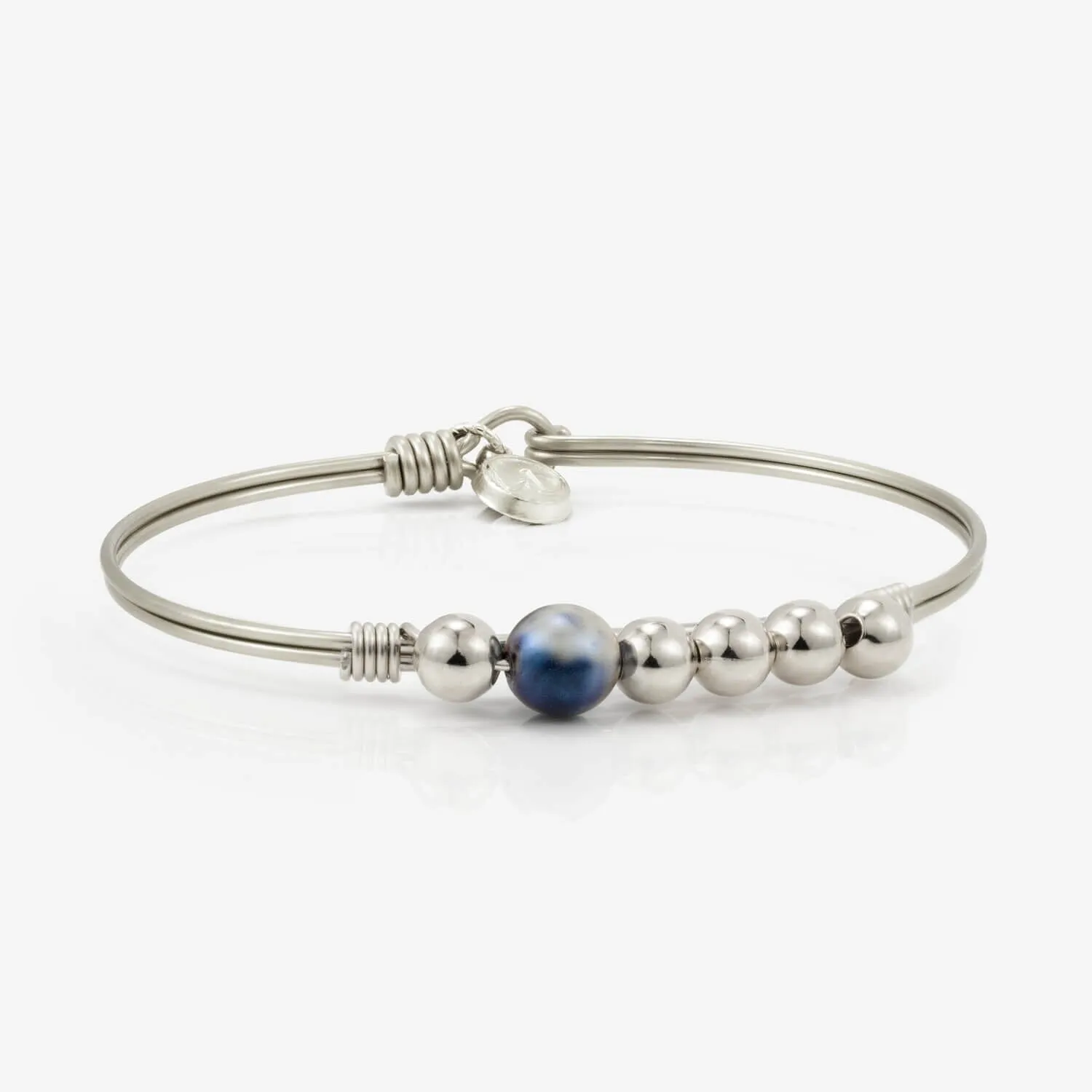 Splash Of Denim Beaded Bangle