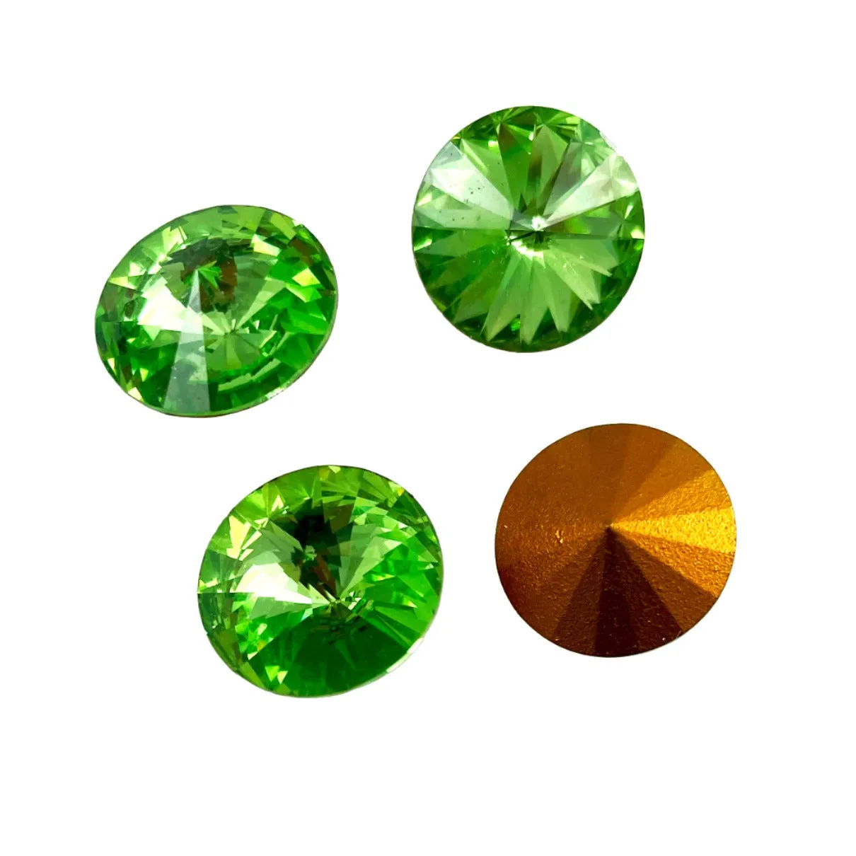 Swarovski Peridot 1122 Rivolis 16mm - Gold Foil Back Austrian