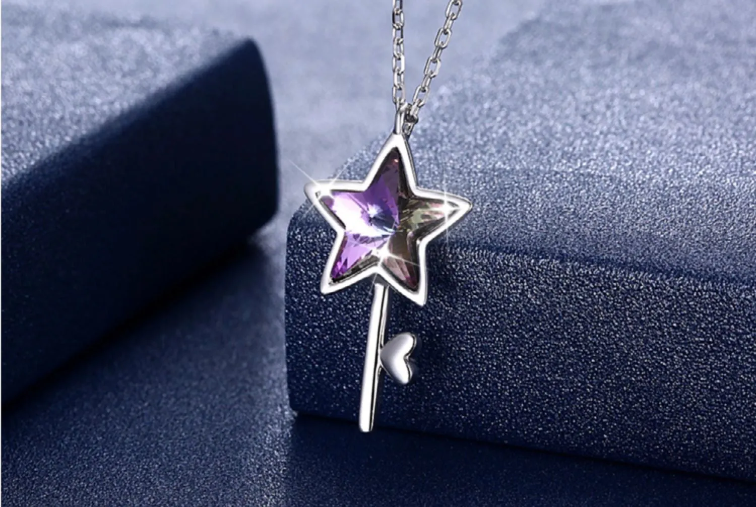 The Fairy Star Key Swarovski Sapphire Crystal Necklace