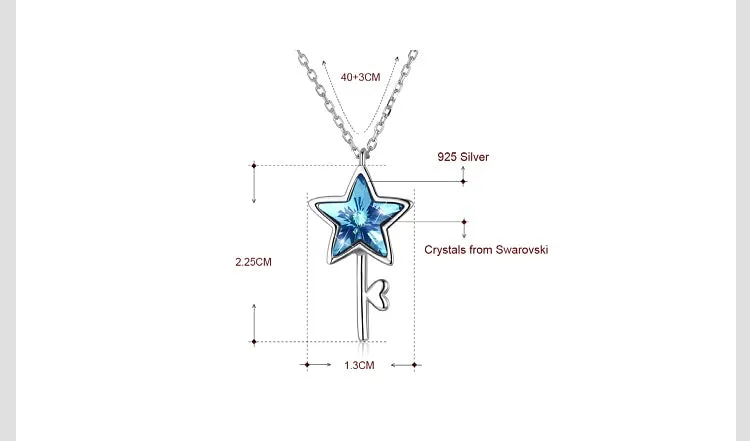 The Fairy Star Key Swarovski Sapphire Crystal Necklace