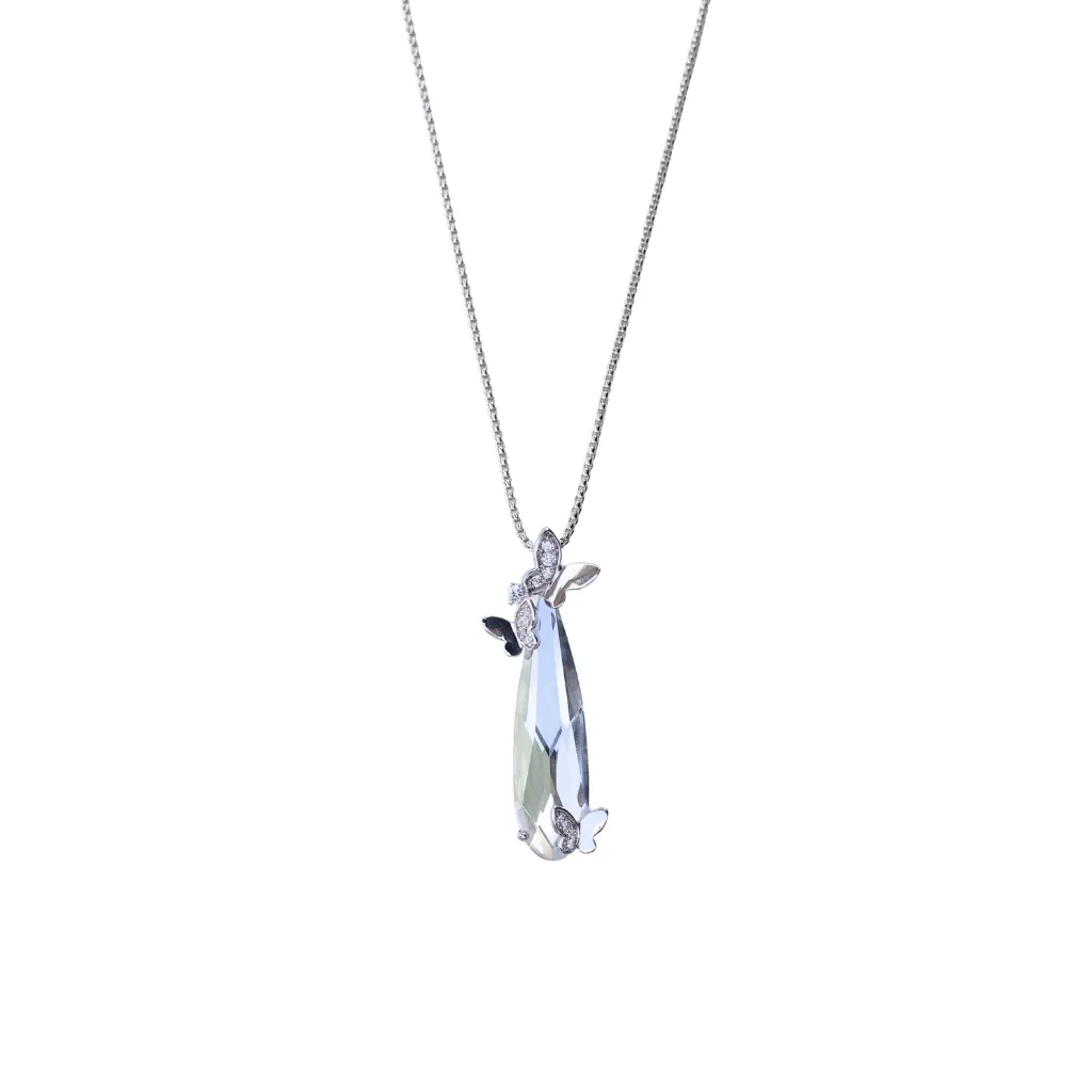 Unique moonlight Swarovski crystal with butterflies necklace