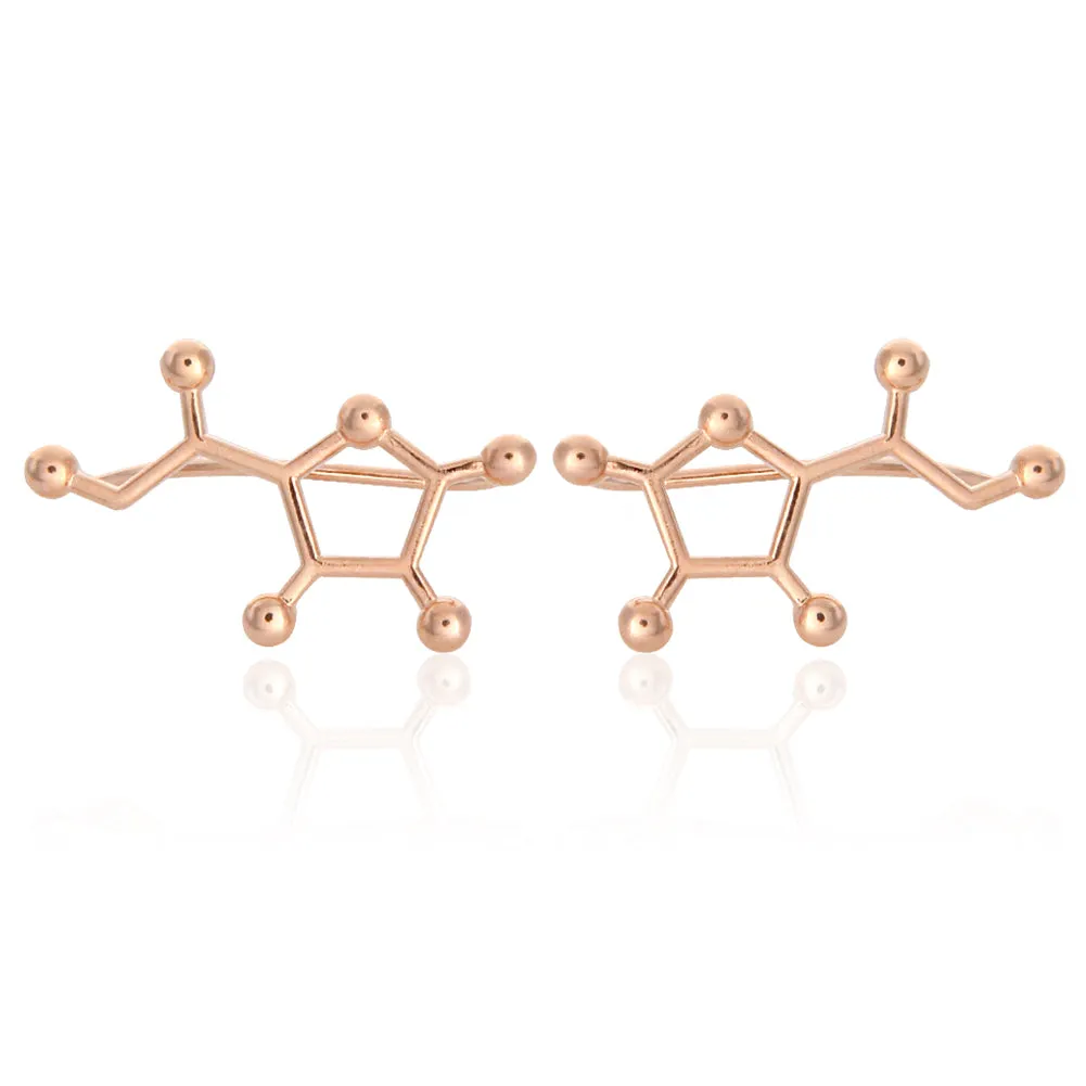 Vitamin C Molecule Ear Climbers Cuff Crawler Earrings