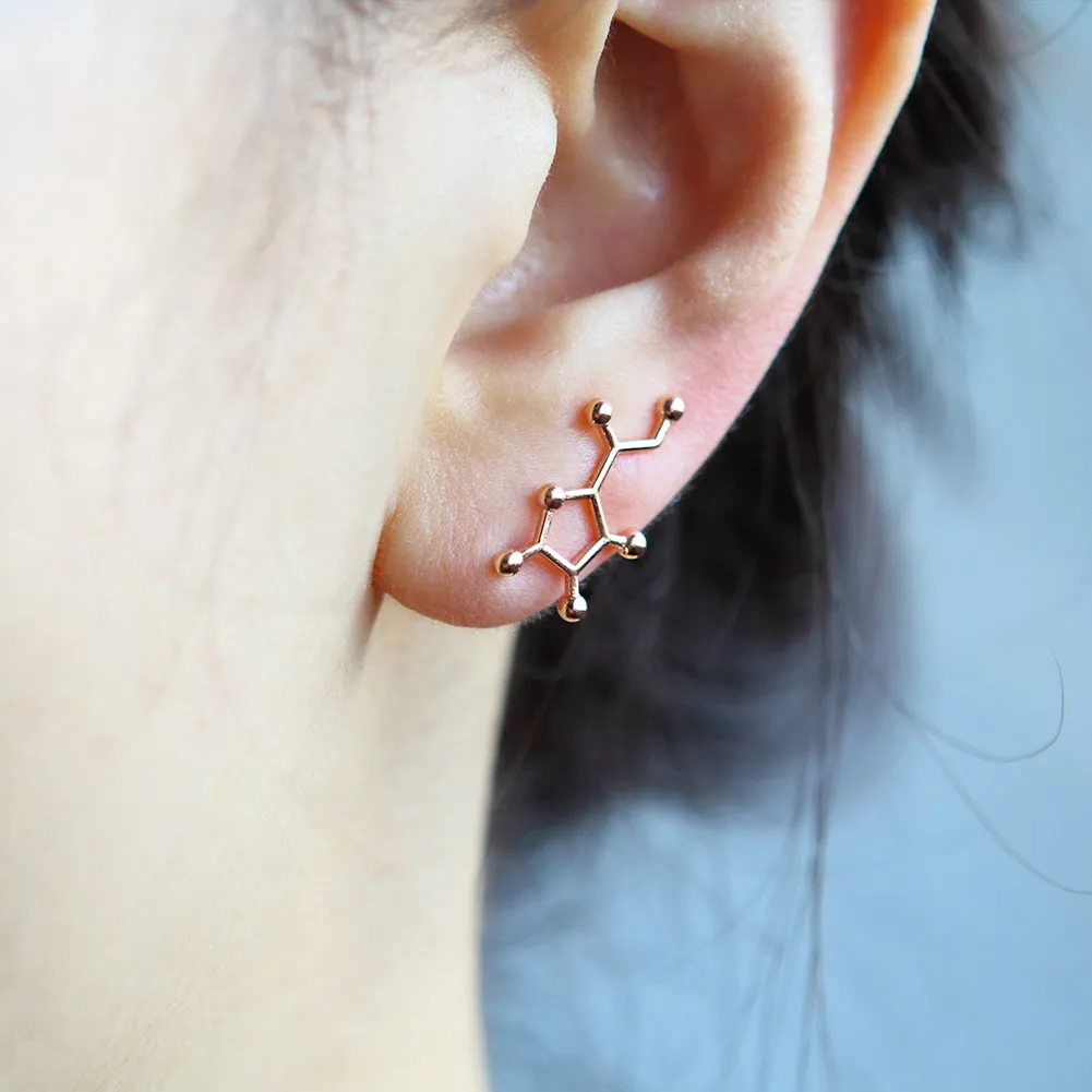 Vitamin C Molecule Ear Climbers Cuff Crawler Earrings