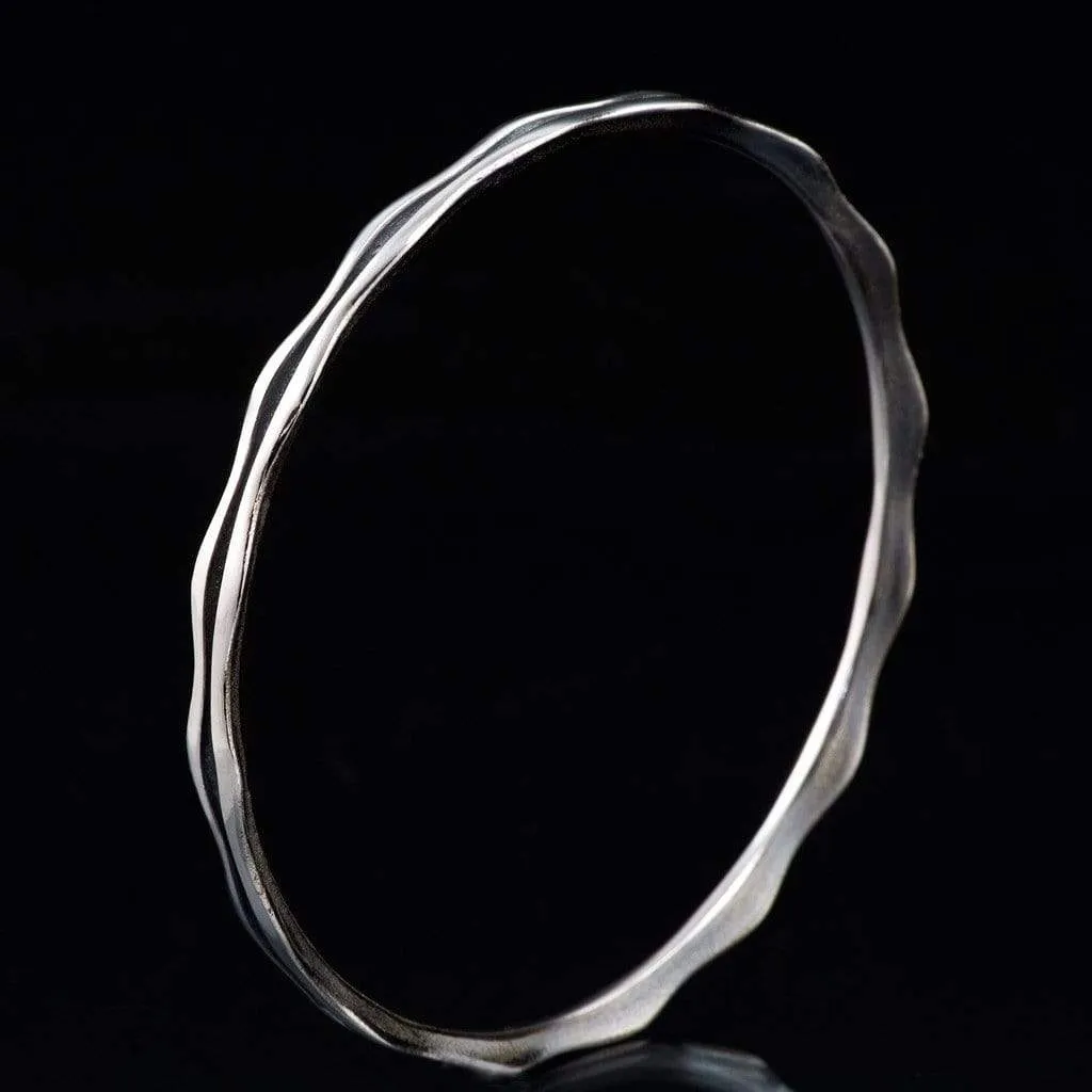 Wave Sterling Silver Bracelet Bangle, Ready to Ship