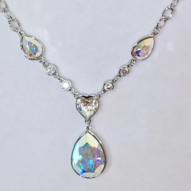 White AB Swarovski Crystal Queen unique necklace