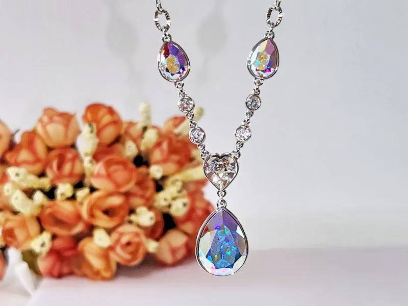 White AB Swarovski Crystal Queen unique necklace